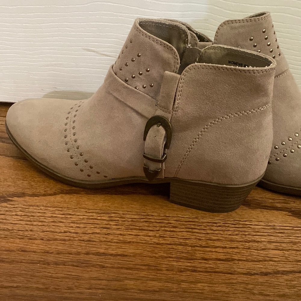 Tan suede booties